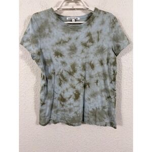 ELIZABETH AND JAMES Tie Dye T Shirt Blue Green Organic Cotton Crew Neck Medium